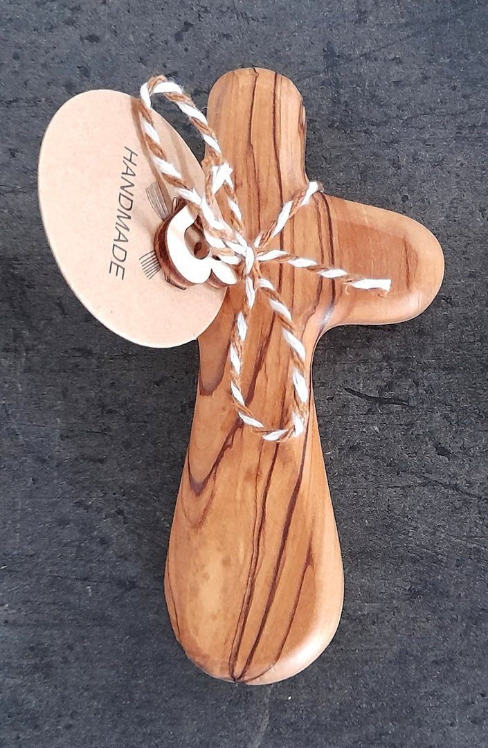 CleanPrince Dekofigur Handschmeichler Kreuz 11 cm braun CPH100627 (1 St), aus Olivenholz gefertigt