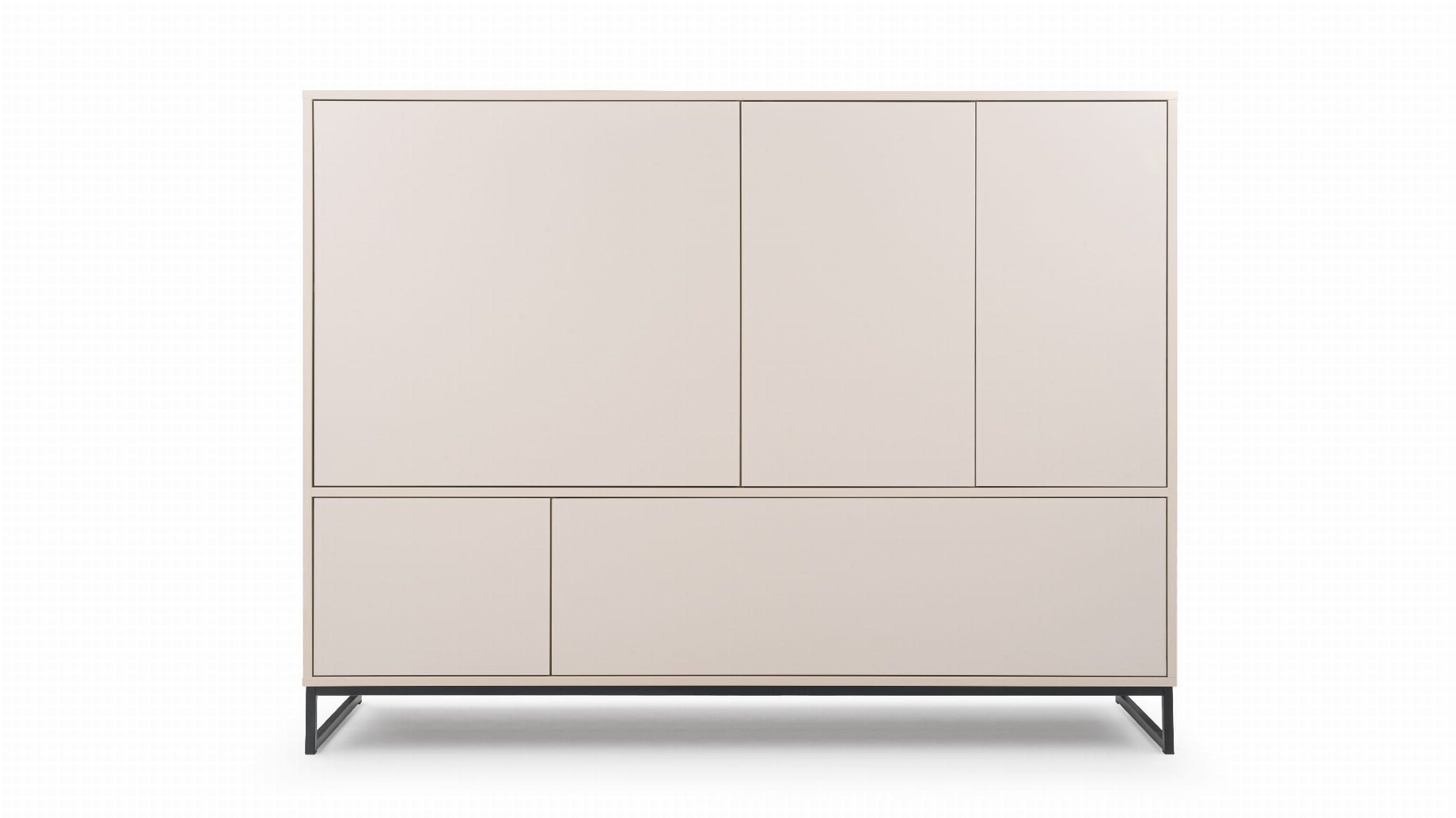 thematys Kommode Genua Kommode für Schlafzimmer und Wohnzimmer mit 5 Türen, (Highboard aus 16mm Laminat, in Grün oder Beige, matt, Push-to-Open-System, Metallfüße), grifflose Front modernes Design minimalistischer Stil viel Stauraum