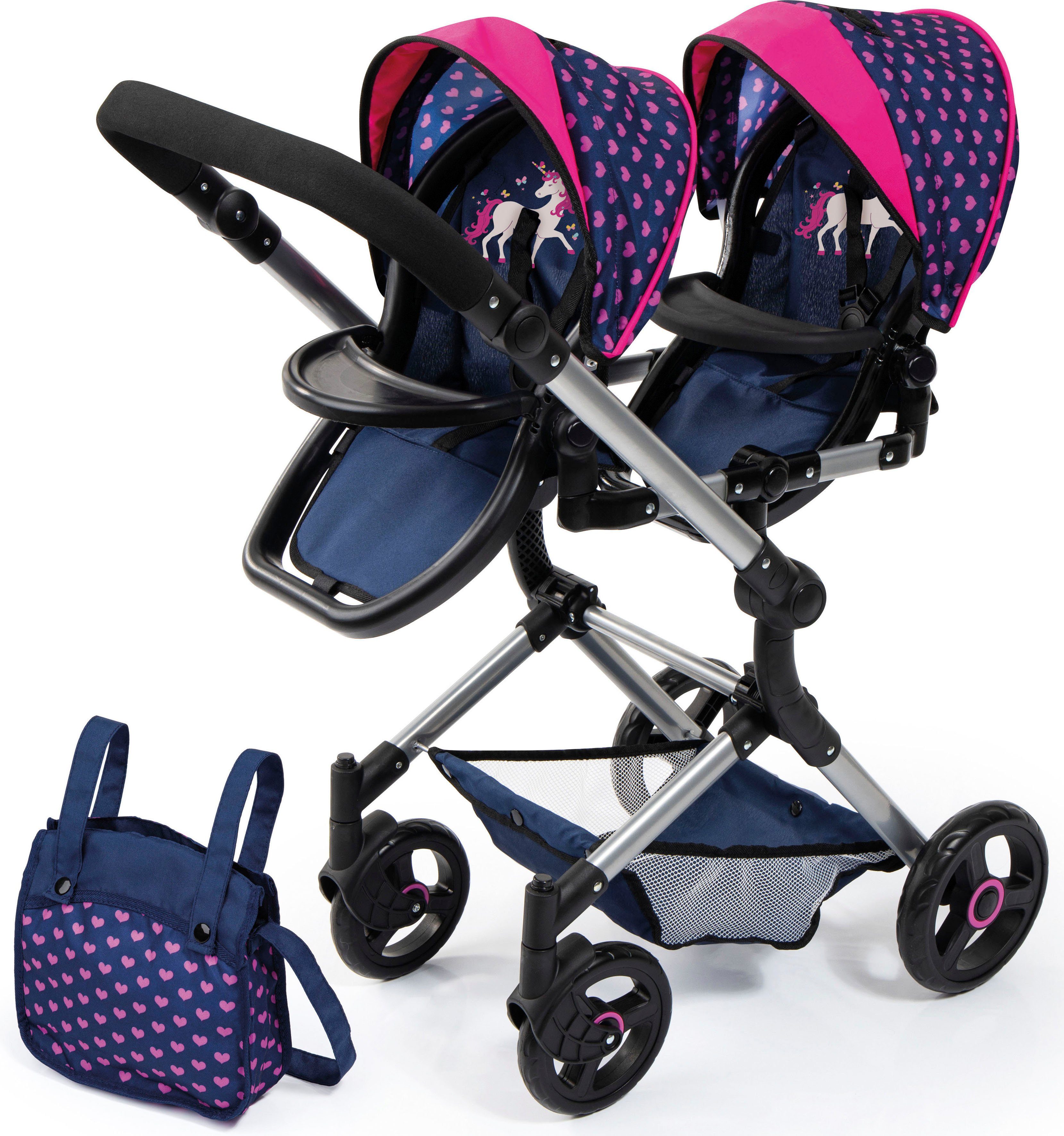 Bayer Zwillingspuppenwagen Twin Neo, blau/pink