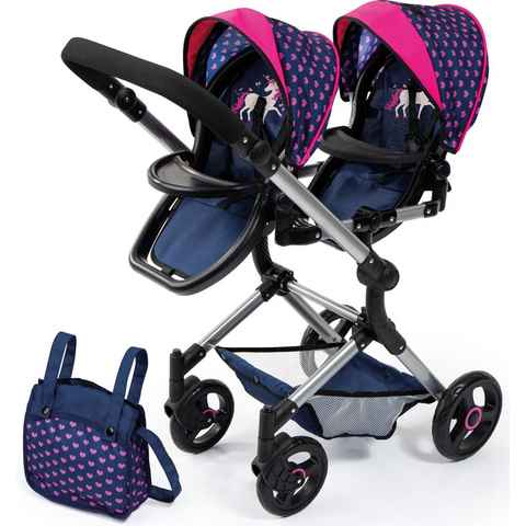 Bayer Zwillingspuppenwagen Twin Neo, blau/pink