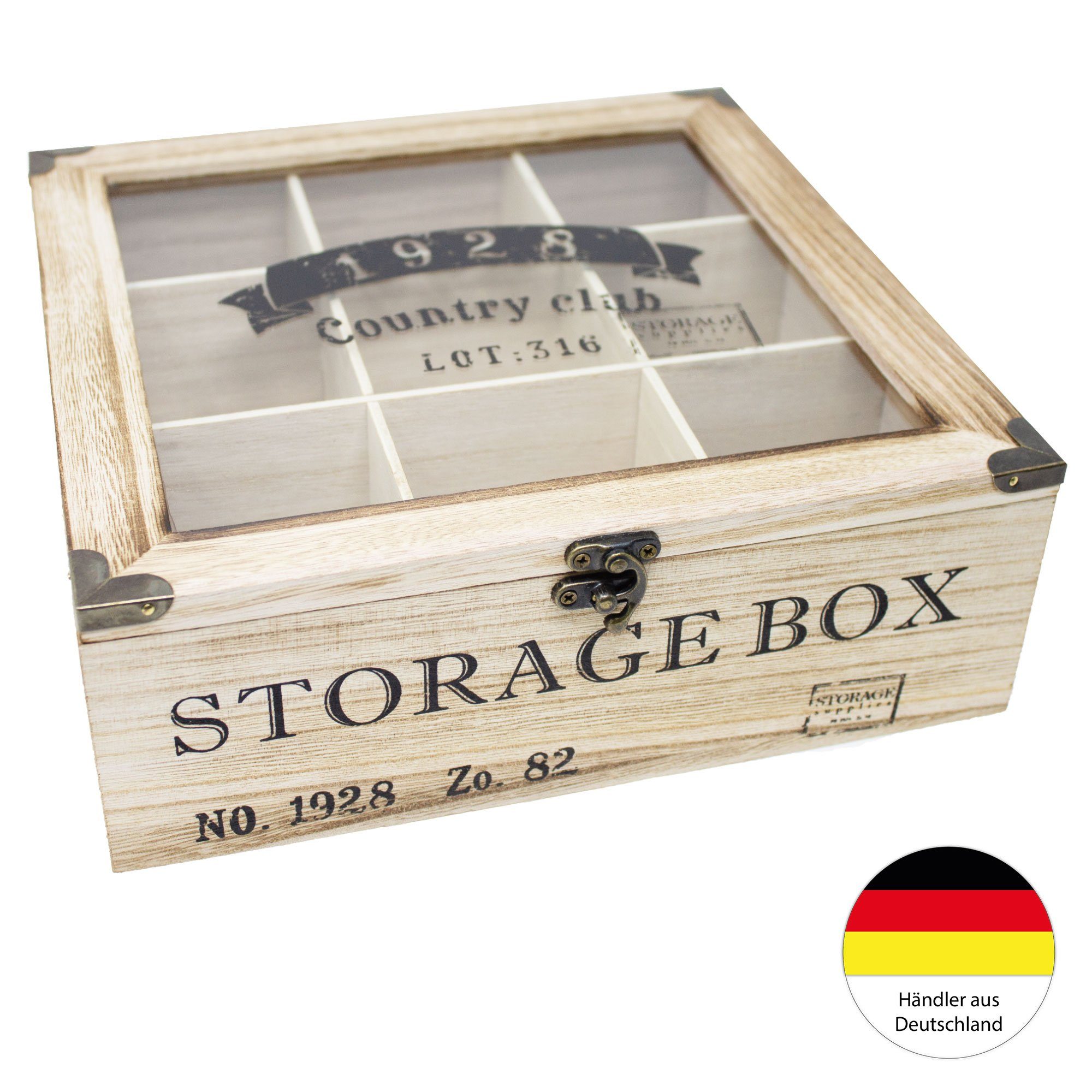 Teedose Teebeutelbox Holz Teekiste Box ToCi Teebox Storage Retro Teebox
