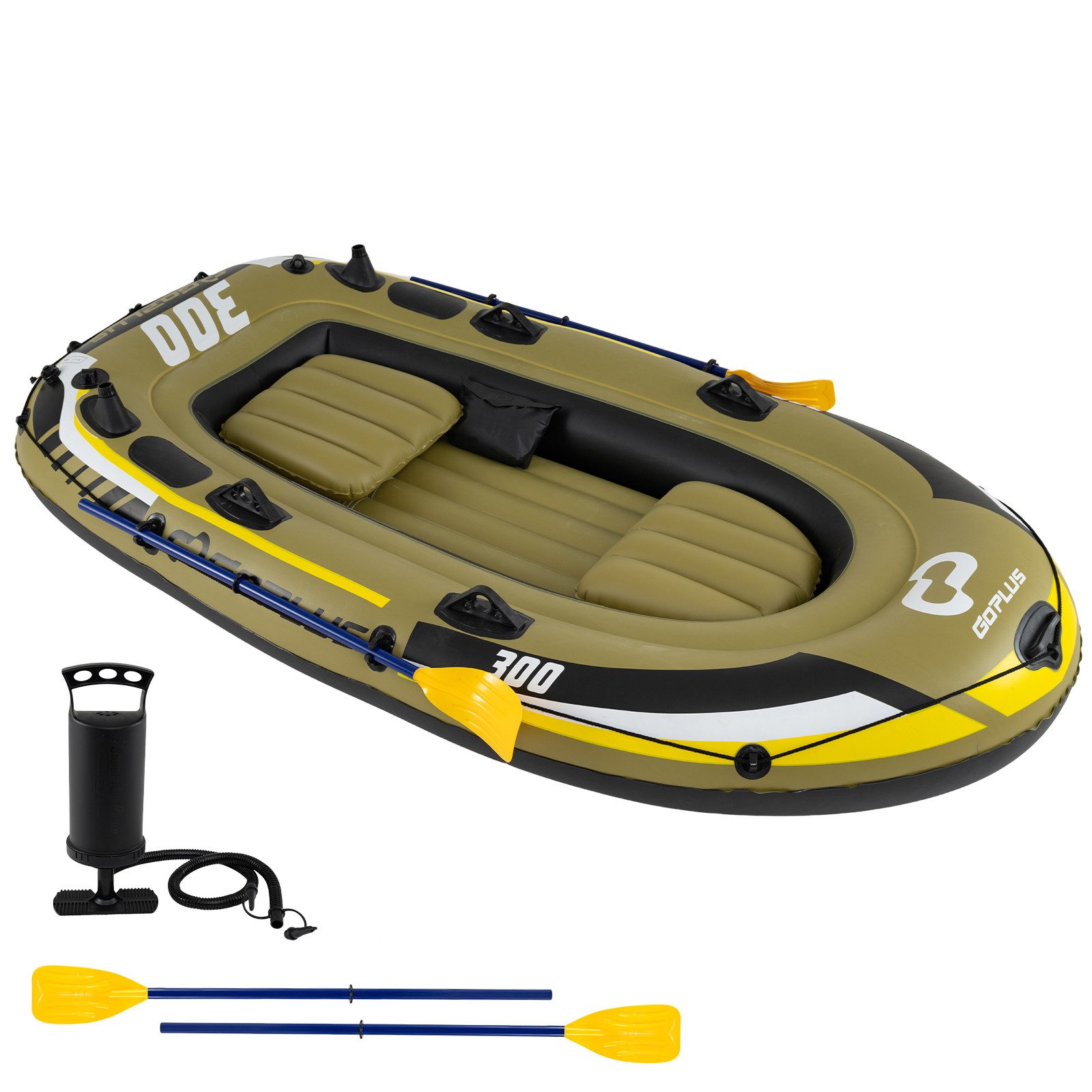 COSTWAY Schlauchboot, für 2 Personen, aufblasbares Boot 2 Paddeln, Handpumpe