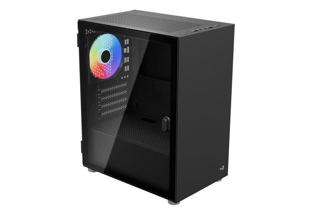 Aerocool PC-Gehäuse CS-111-G-BK-v1 (schwarz, Tempered Glass)