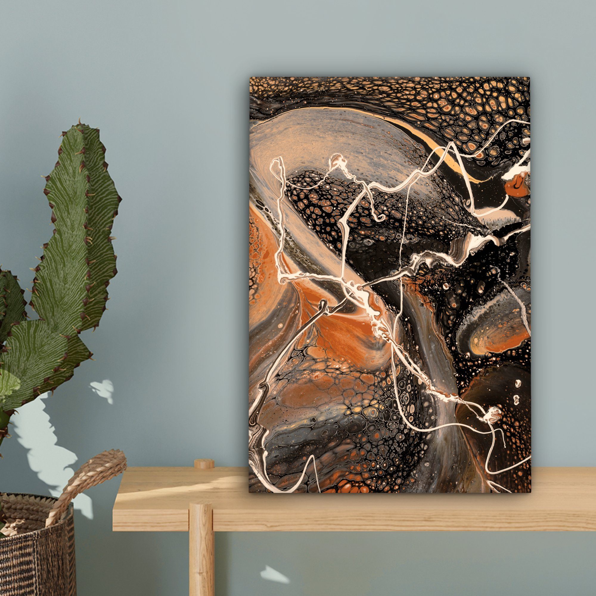 OneMillionCanvasses® Leinwandbild Malen - bespannt Zackenaufhänger, 20x30 inkl. Leinwandbild Abstrakt Acrylguss, (1 fertig cm Gemälde, - St)