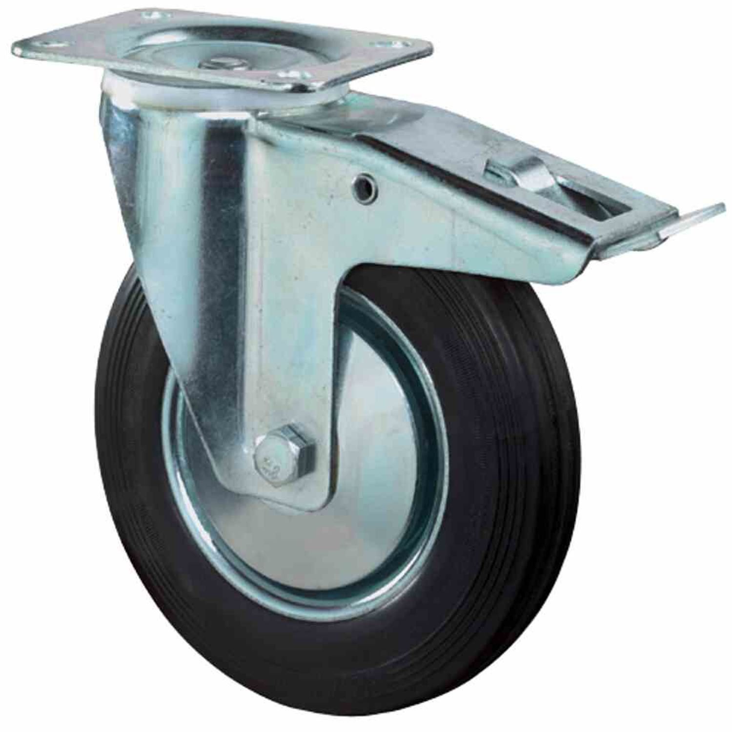 BS Rollen GmbH Möbelrolle Lenkrollen Gummi 80mm mit Feststeller 115x85mm 50kg Tragfähigkeit Rad