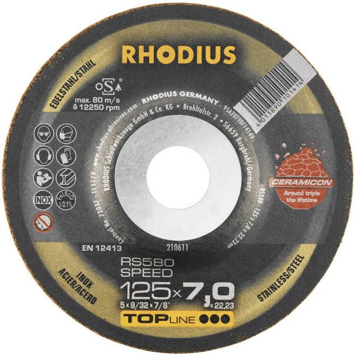 Rhodius Schruppscheibe Rhodius 210611 RS580 SPEED Schruppscheibe gekröpft Durchmesser 125 mm Ø 125.00 mm