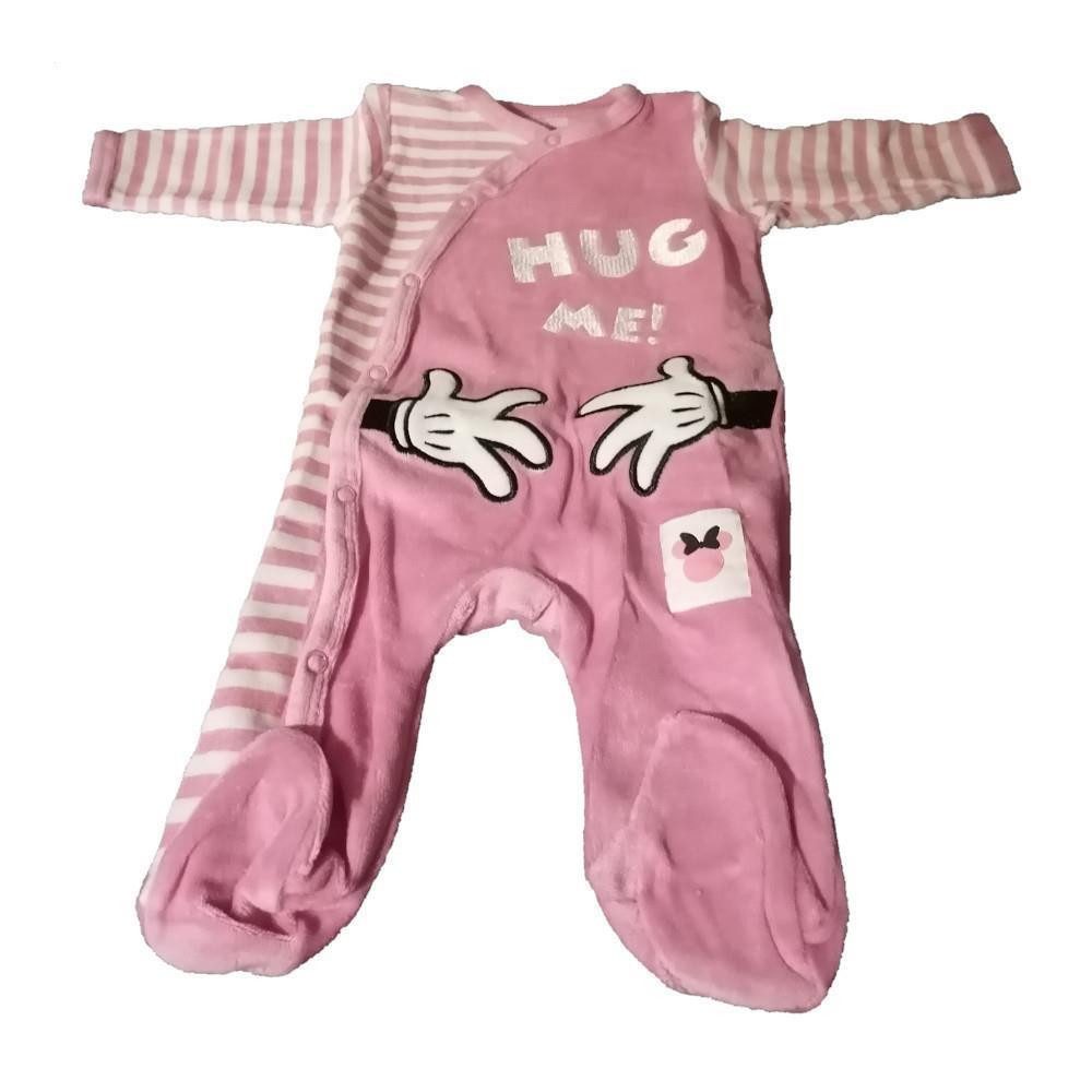 Strampler "Huge me" Baby-Strampler, Mickey & Minnie Motiv, Rosa Velours