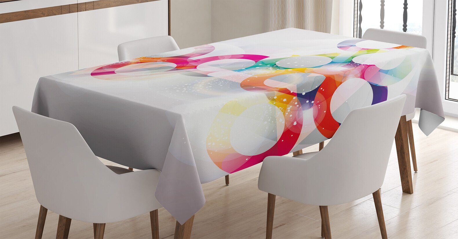 Abakuhaus Tischdecke Farbfest Außen Formen Klare Kreise Für Bereich Waschbar Disc Farben, geeignet Abstrakt den