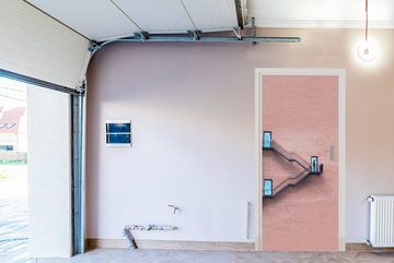 MuchoWow Türtapete Tür - Wand - Treppe - Architektur, Matt, bedruckt, (1 St), Fototapete für Tür, Türaufkleber, 75x205 cm