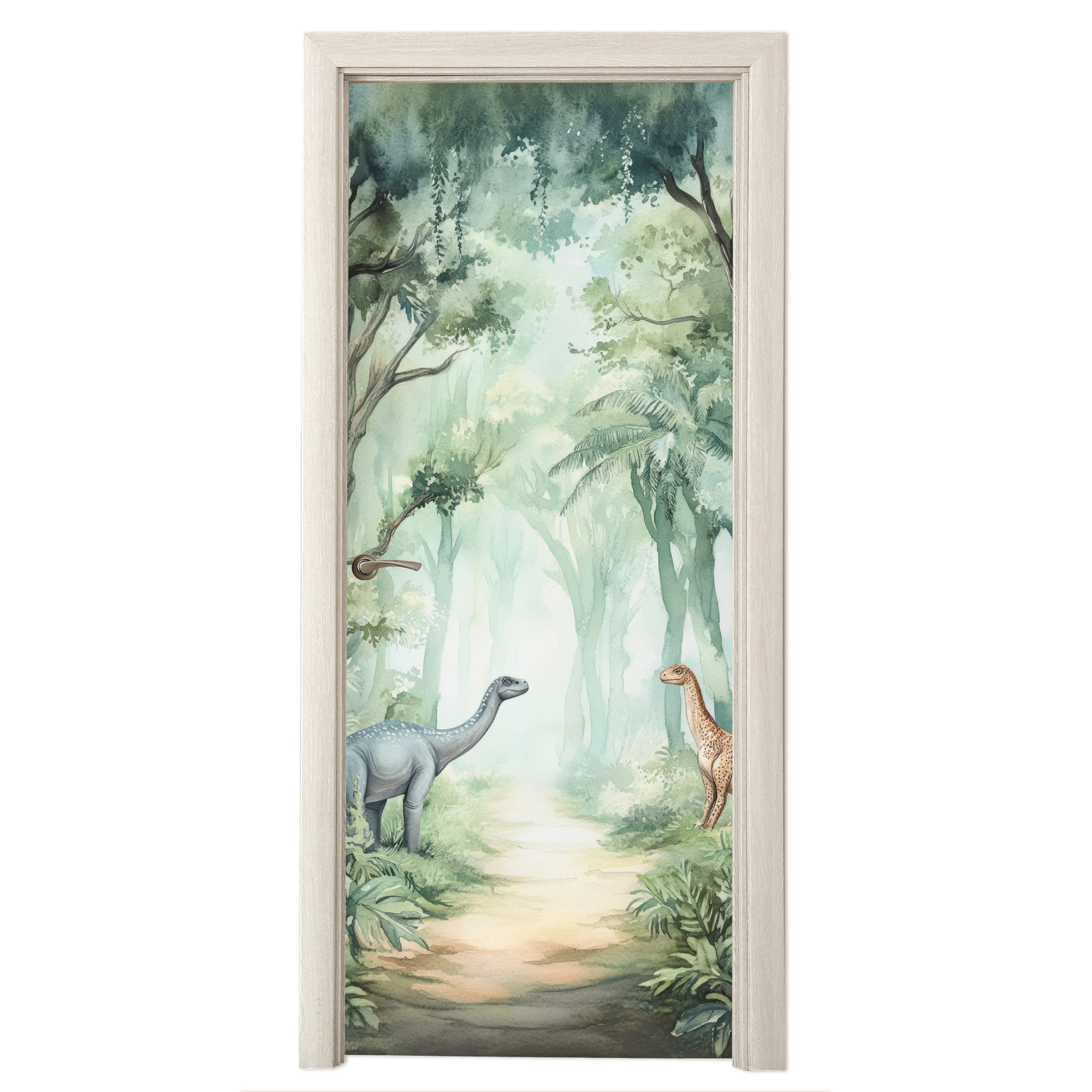 MuchoWow Türtapete Dino - Dschungel - Dinosaurier - Grün, Matt, bedruckt, ( günstig online kaufen