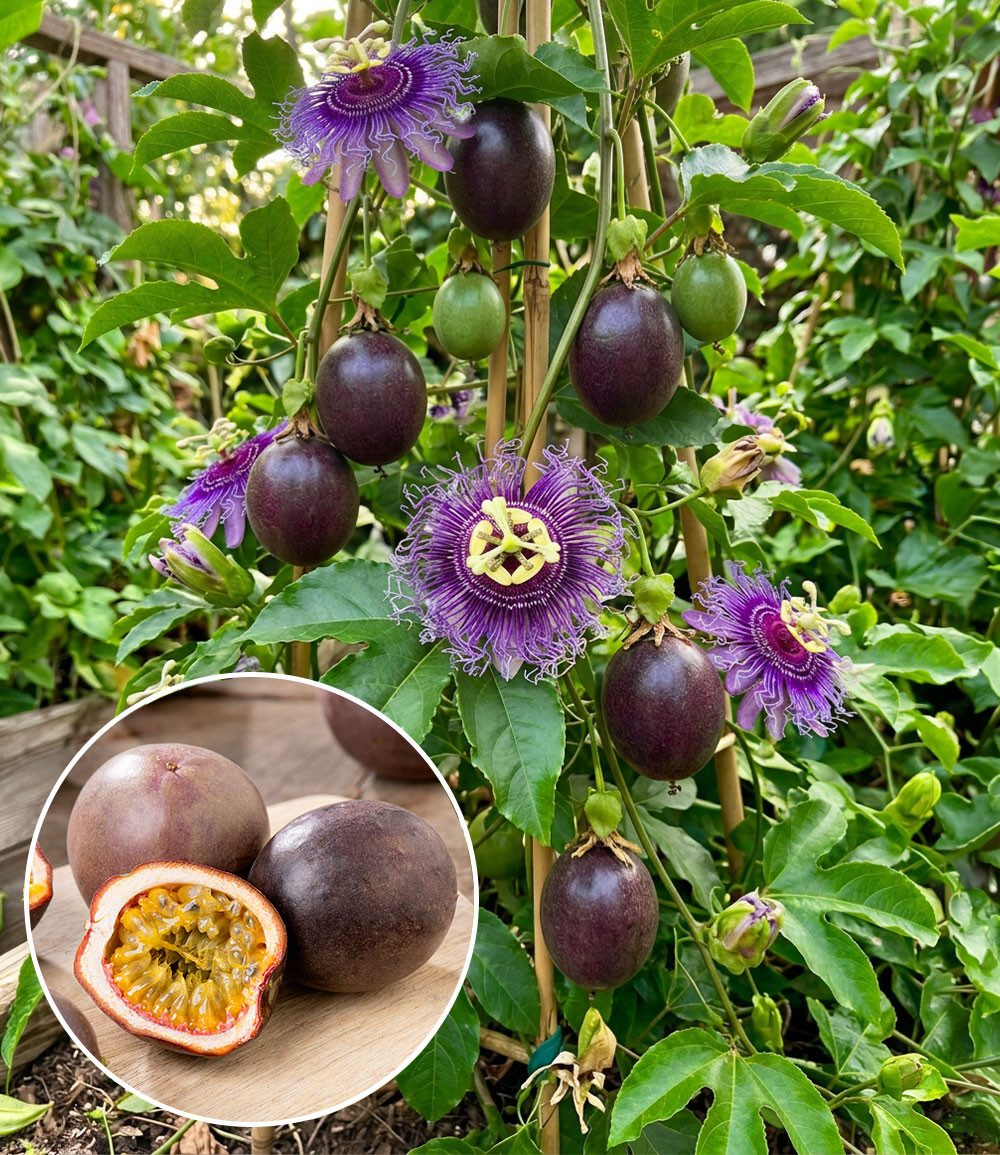 BALDUR Garten Obstpflanze Maracuja-Pflanze, 3 St., Passiflora edulis, essbar, pflegeleicht, rankend