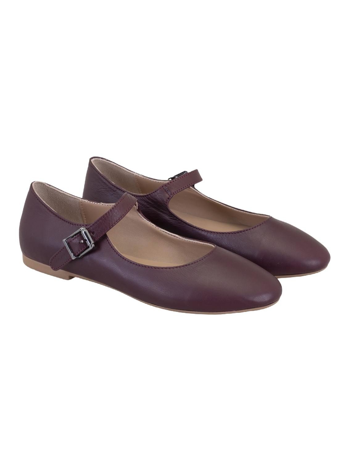 Desa Desa Damen-Ballerinas aus Leder – 1 cm Absatz, Schnallenverschluss, ve Ballettschuh