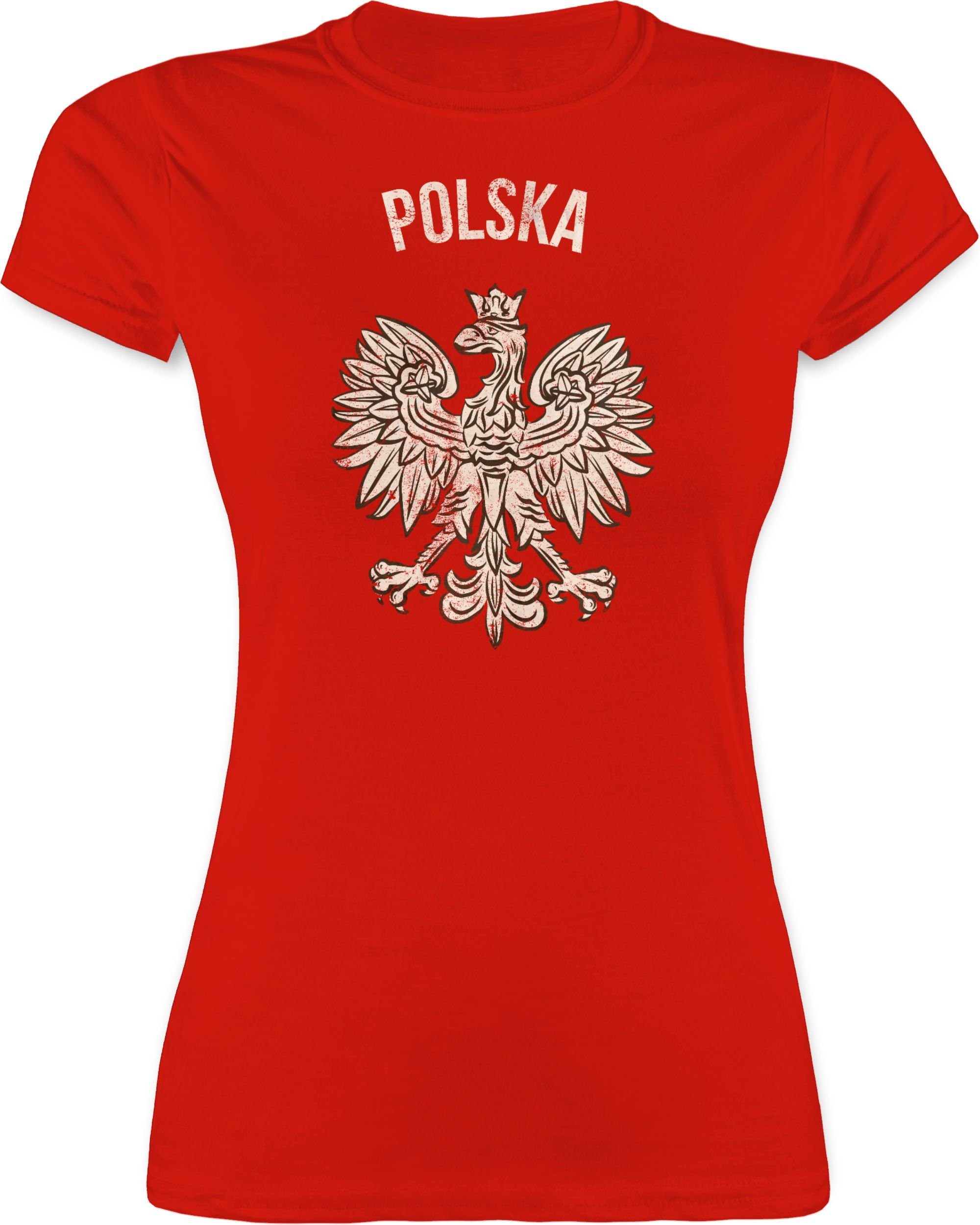 Shirtracer T-Shirt »Polska Vintage - Fussball WM 2022 - Damen Premium T- Shirt« (1-tlg) Weltmeisterschaft Fanartikel Trikot online kaufen | OTTO