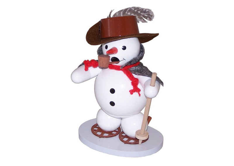 Volkskunst Zenker Räuchermännchen Räuchermann Schneemann mit Schneeschuhen und Stecken Höhe 13cm NEU