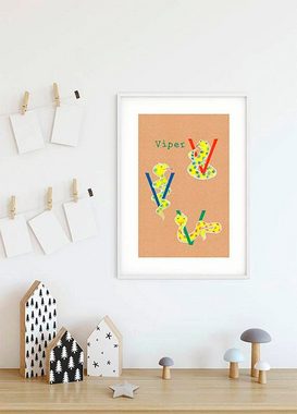 Komar Poster ABC Animal V, Buchstaben (1 St), Kinderzimmer, Schlafzimmer, Wohnzimmer