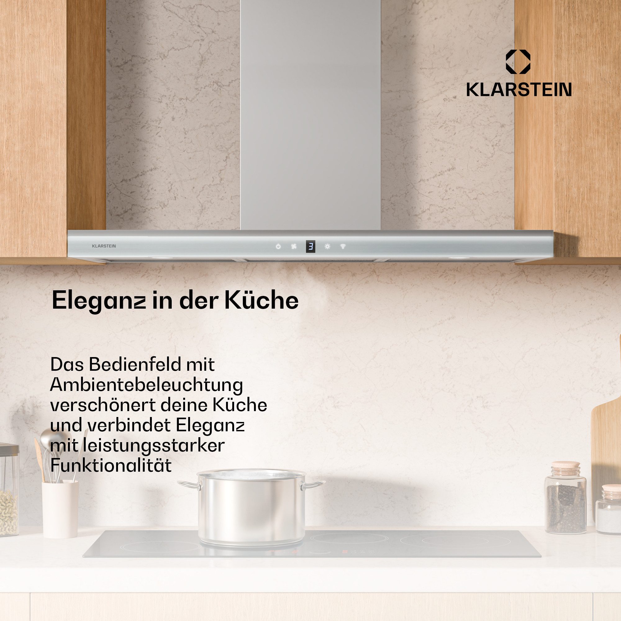 Klarstein Deckenhaube Auriana 90 Dunstabzugshaube Kopffreihaube Abzughaube Abluft Umluft – Bild 3 von 5