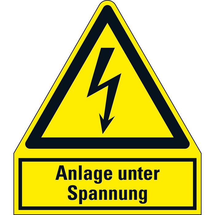 König Werbeanlagen Hinweisschild Schild I Warn-Kombischild Anlage unter Spannung Kunststoff 210x240mm ASR A1.3 DIN EN ISO 7010 W012