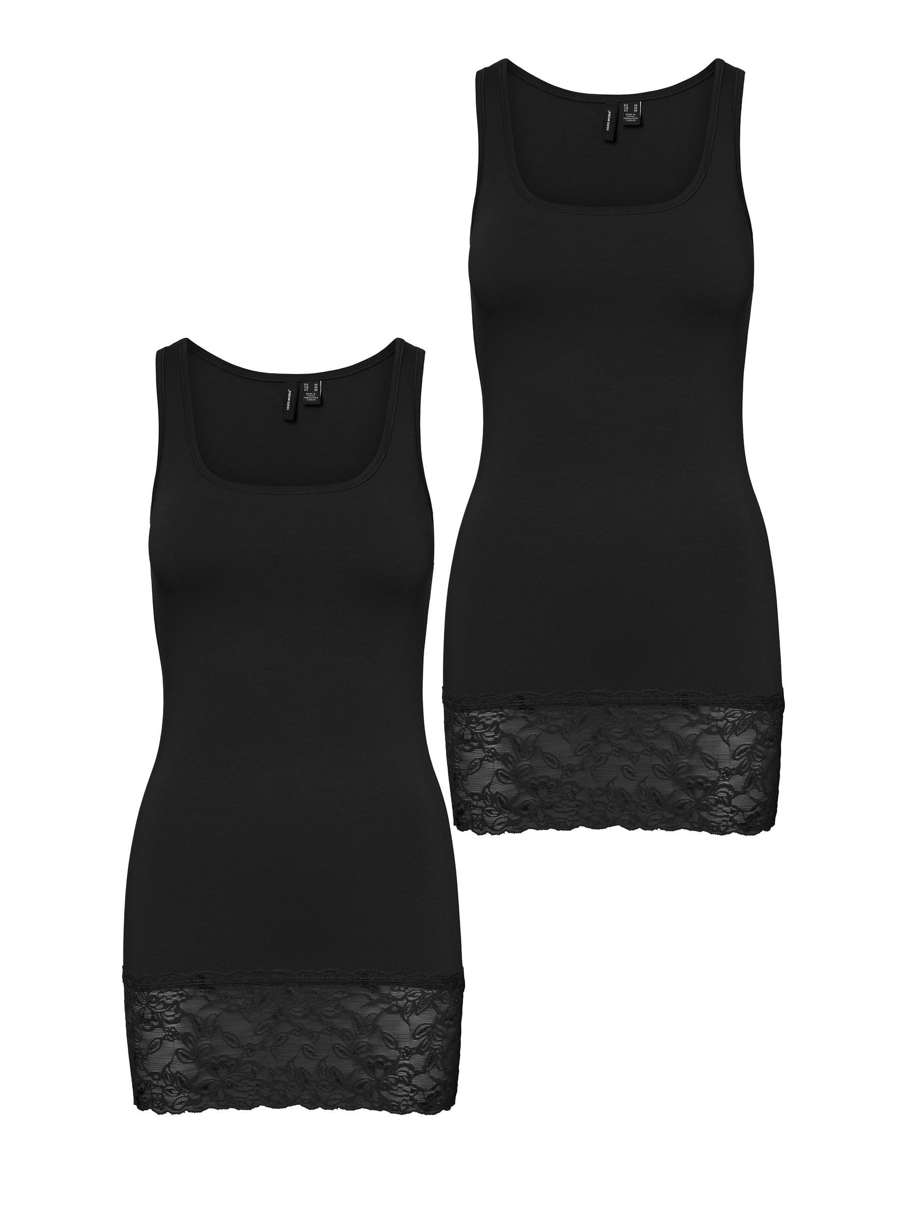 Shirttop 2er-SET Basic Design mit Spitzenabschluss am Saum
