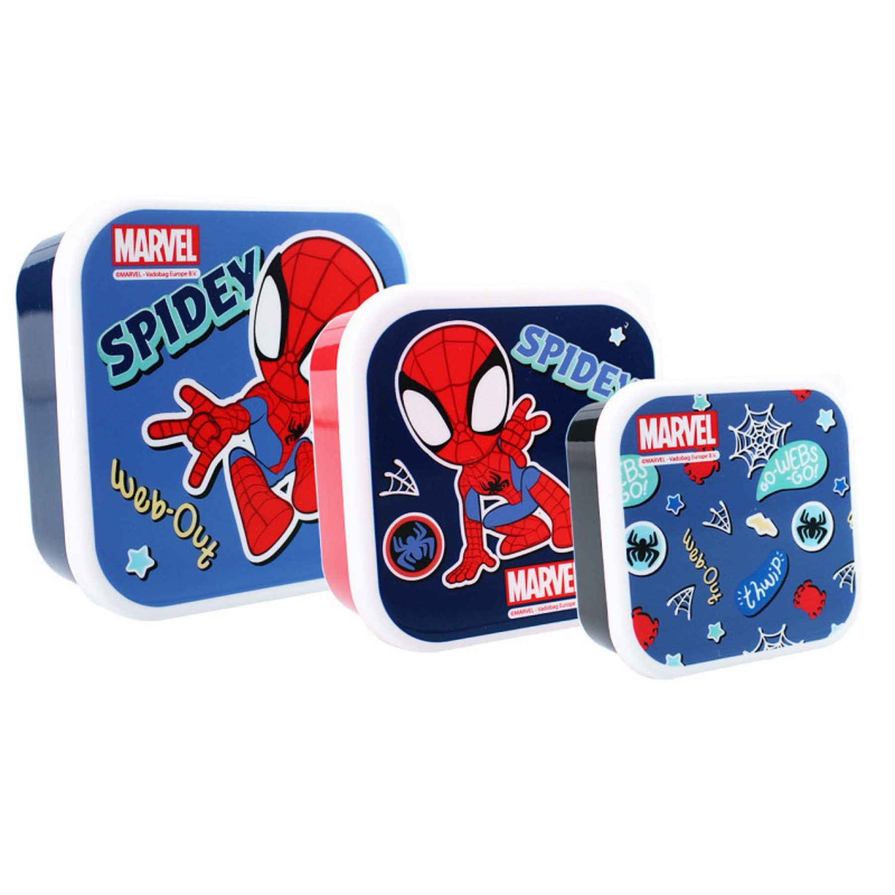 Spiderman Brotkasten Brotdose Kinder Spider-Man Snackbox Set 3-tlg Lunchbox Snackbox, (Set 3-tlg., 3x Boxen mit Deckeln), Auslaufsicher