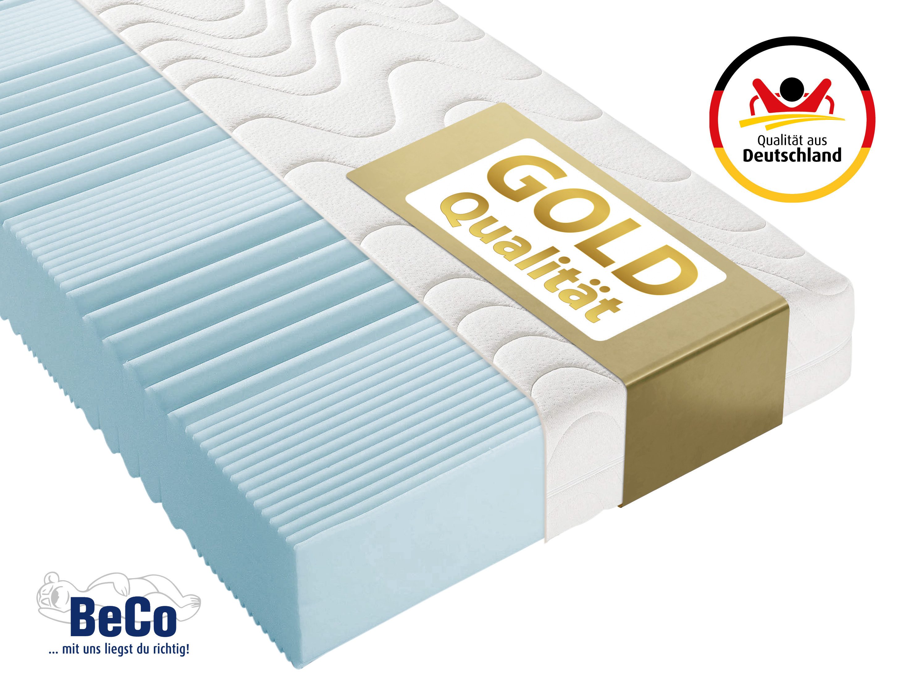 Komfortschaummatratze KS Luxus – GOLD Komfortschaummatratze mit Premiumhöhe, Beco, 27 cm hoch, 27 cm Höhe, Polyesterbezug, Wendematratze, ideal auch in 140x200