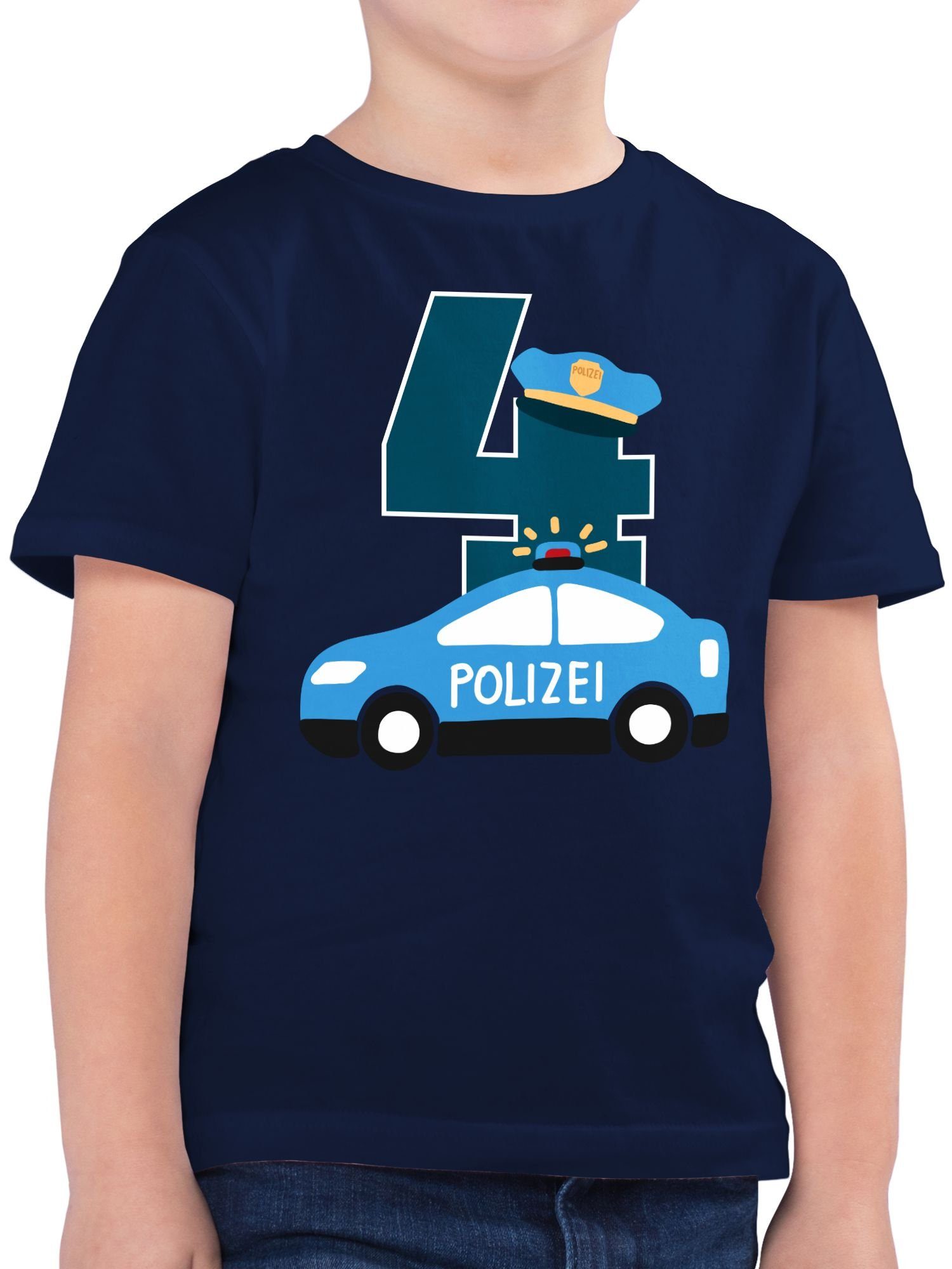 Shirtracer T-Shirt Polizei Vierter 4. Geburtstag 1 Dunkelblau