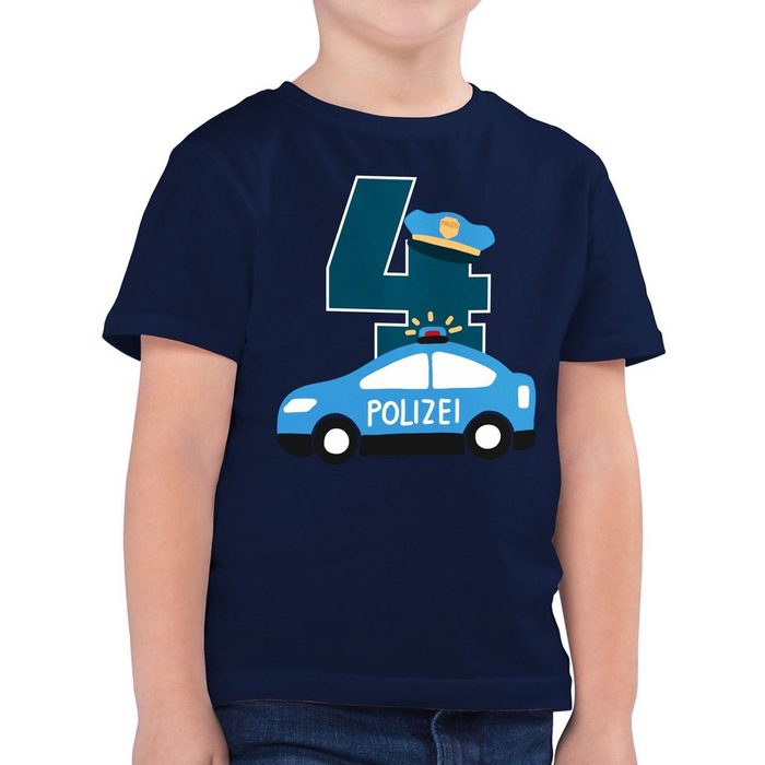 Shirtracer T-Shirt Polizei Vierter - 4. Geburtstag - Jungen Kinder T-Shirt t-shirt einschulung jungen blau - t shirt polizei - geschenk polizist