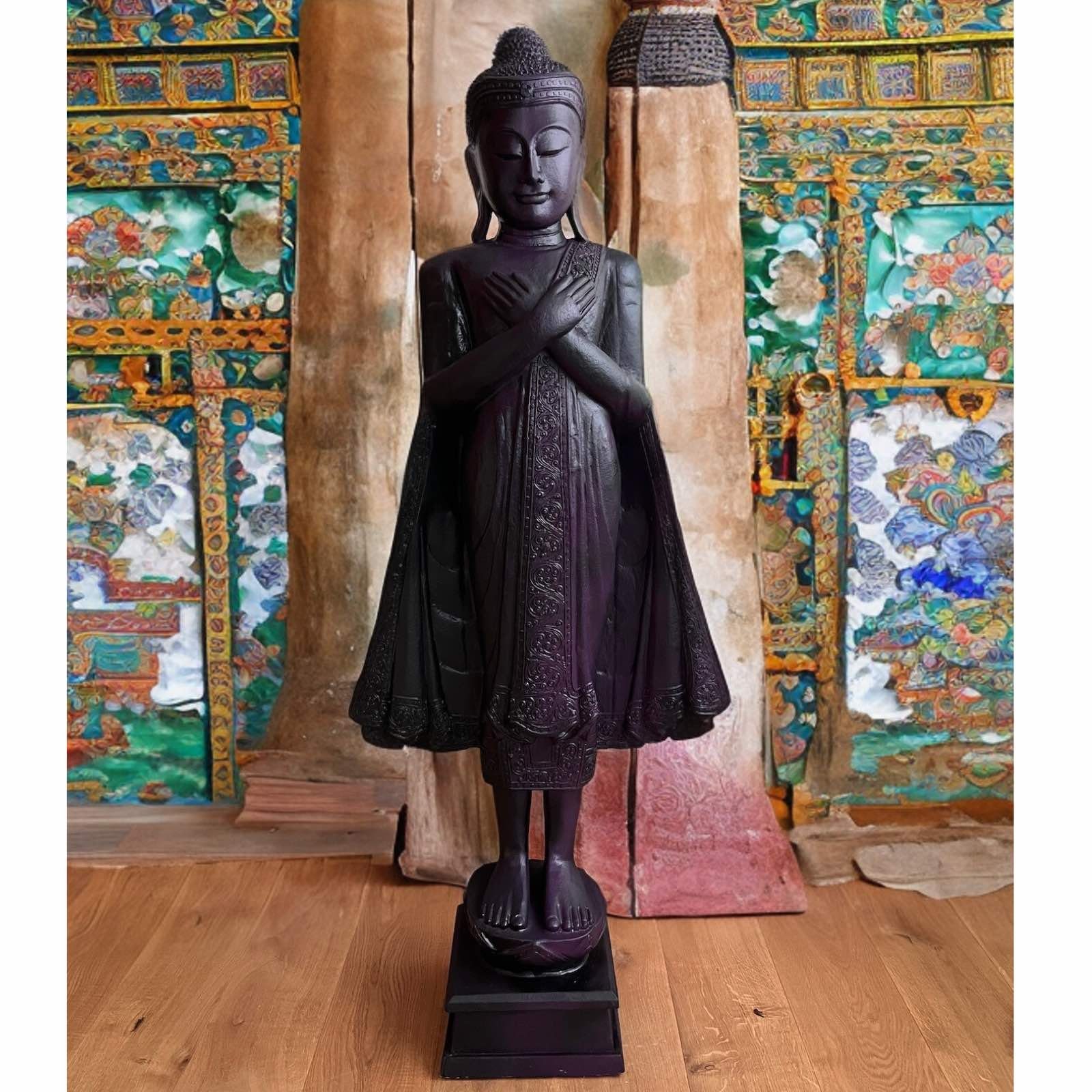 143cm Statue 'Freitag' Thailand Asien Wochentags Buddhafigur Buddha groß LifeStyle Holz Figur
