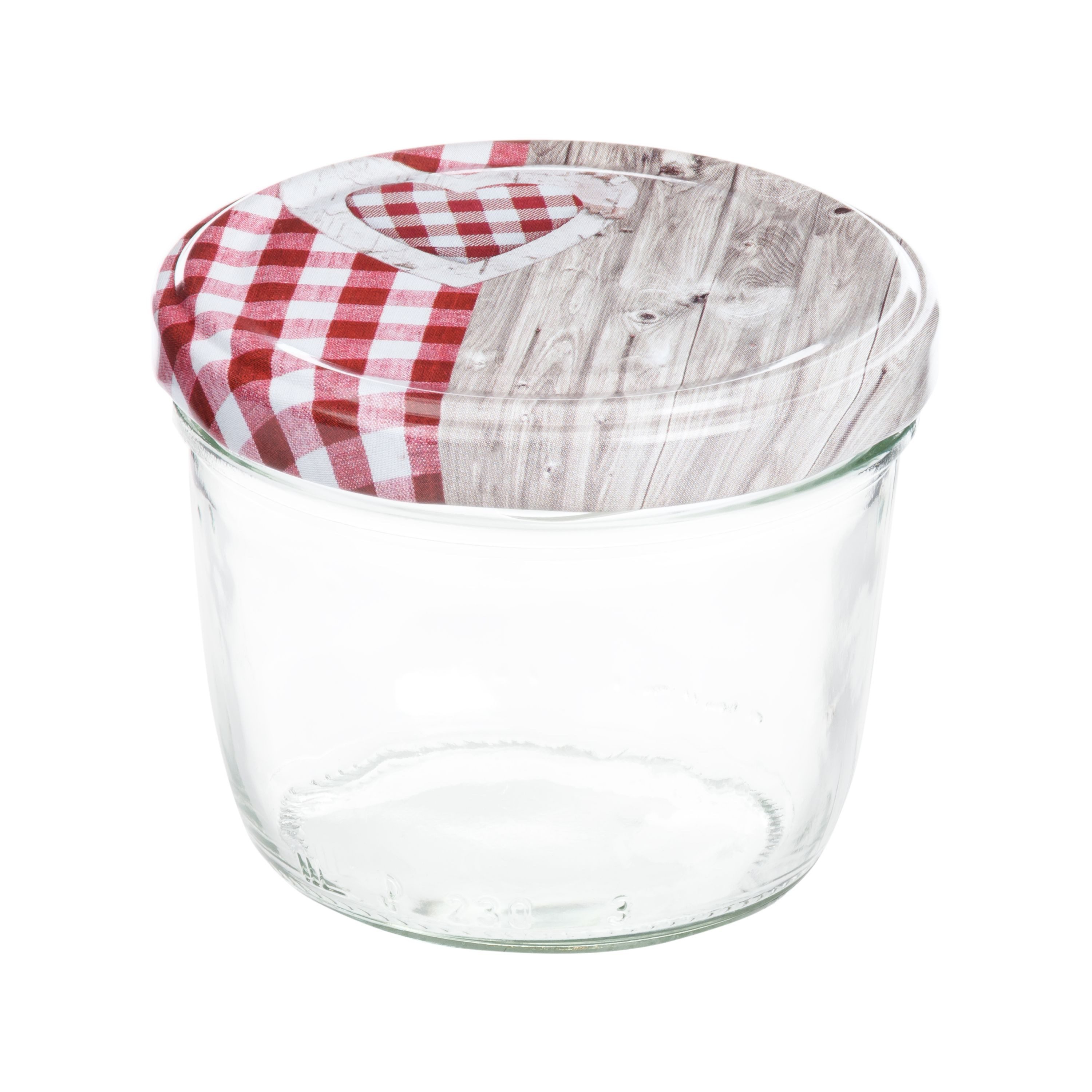 MamboCat Einmachglas 40er Set Sturzglas 230 ml To 82 Holz Herz rot Deckel incl. Rezeptheft, Glas – Bild 3 von 5