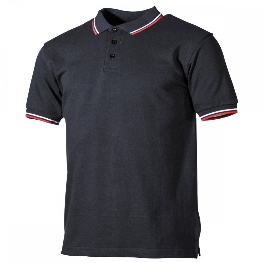 mit (1-tlg) XXXL ProCompany schwarz, Strickbündchen Poloshirt - Streifen, mit rot-weiße Knopfleiste Ärmelabschluss Poloshirt,