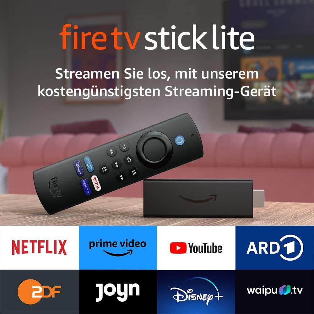 Amazon Streaming-Stick Fire TV Lite FULL HD 1080p mit Alexa-Sprachsteuerung Fernbedienung, HDMI, HD Streaming Media Player