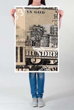 Sinus Art Poster 60x90cm Digitale Grafik Poster Hundert Dollar Schein im Detail