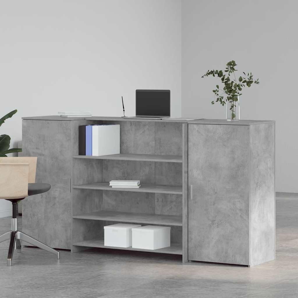 vidaXL Schreibtisch Empfangstheke Betongrau 200x50x103,5 cm Holzwerkstoff