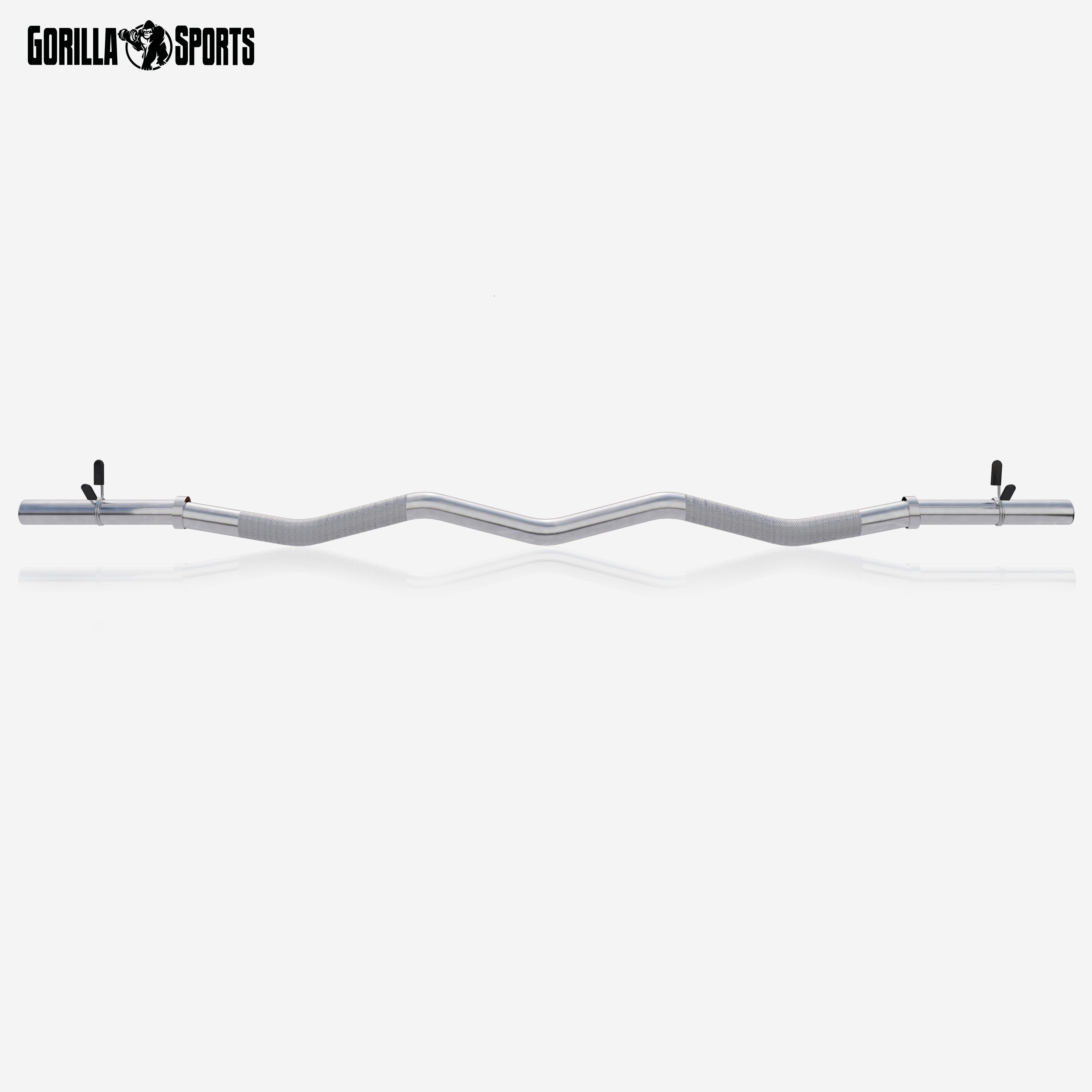 GORILLA SPORTS Kurzhantelstange SZ-Curlstange 120 cm mit Federverschluss, 120 cm (3-tlg)