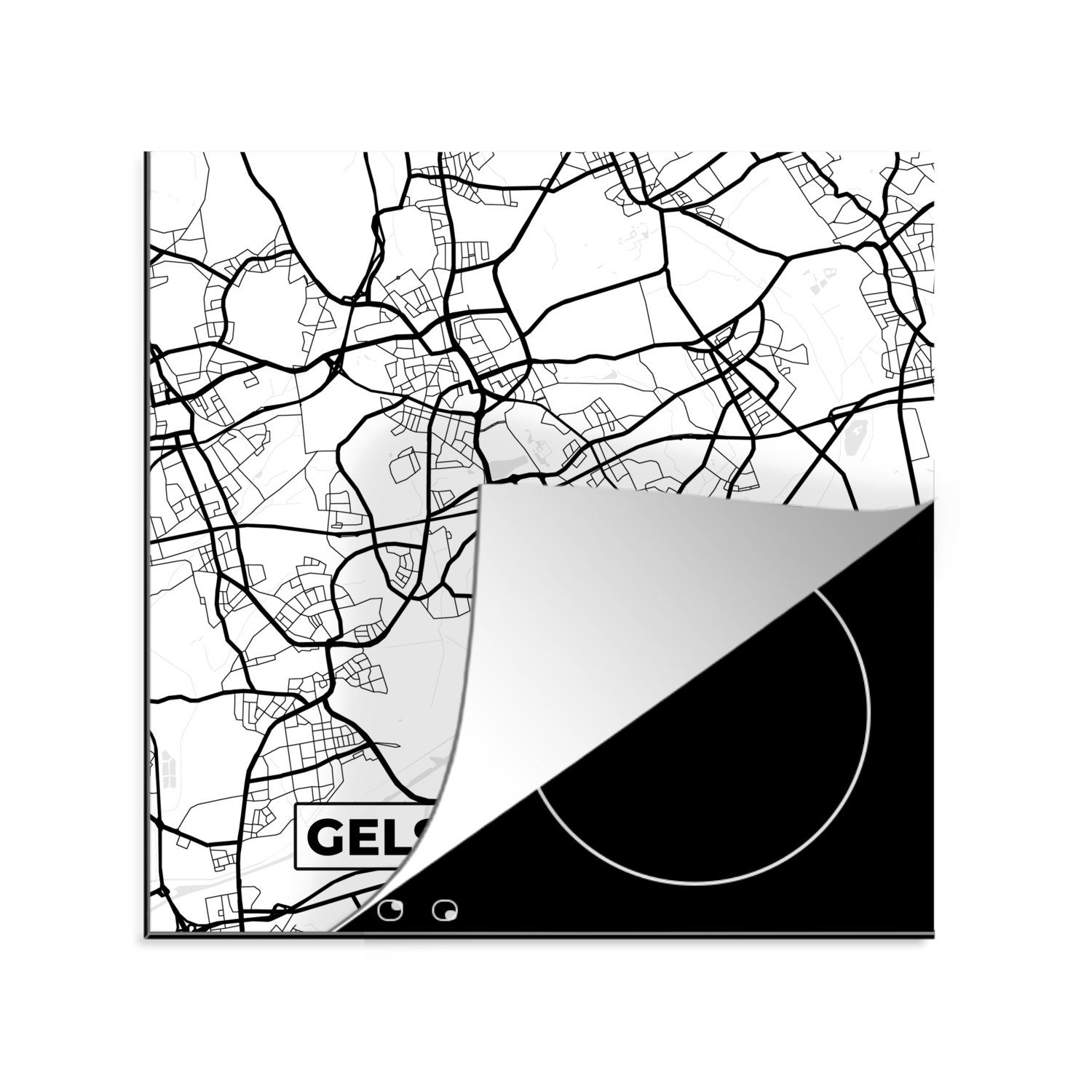 MuchoWow Herdblende-/Abdeckplatte Karte - Gelsenkirchen - Stadtplan, Vinyl, (1 tlg), 78x78 cm, Ceranfeldabdeckung, Arbeitsplatte für küche