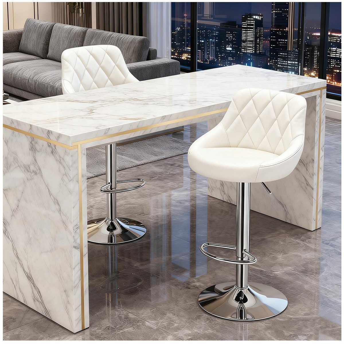 PFCTART Barhocker Barhocker mit Rückenlehne & Fußstütze, höhenverstellbar & drehbar (Set, 2 St., Moderner Küchen- & Barstuhl für Küche, Theke, Bistro & Home Office), Tresenhocker aus Kunstleder: stabil, ergonomisch, hält bis 150 kg