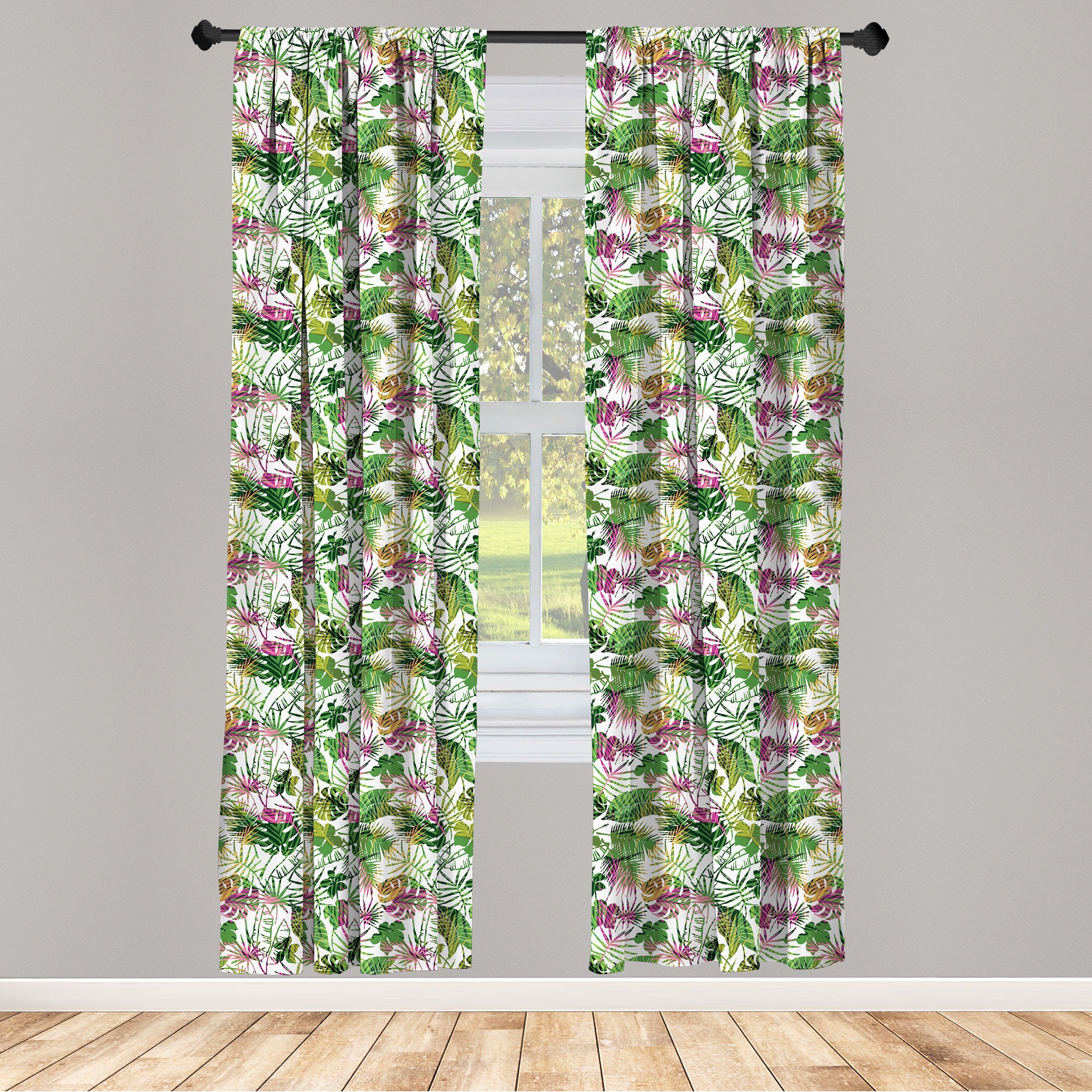 Gardine Vorhang für Wohnzimmer Schlafzimmer Dekor, Abakuhaus, Microfaser, Tropisch Pflanzen von Hawaii-Flora