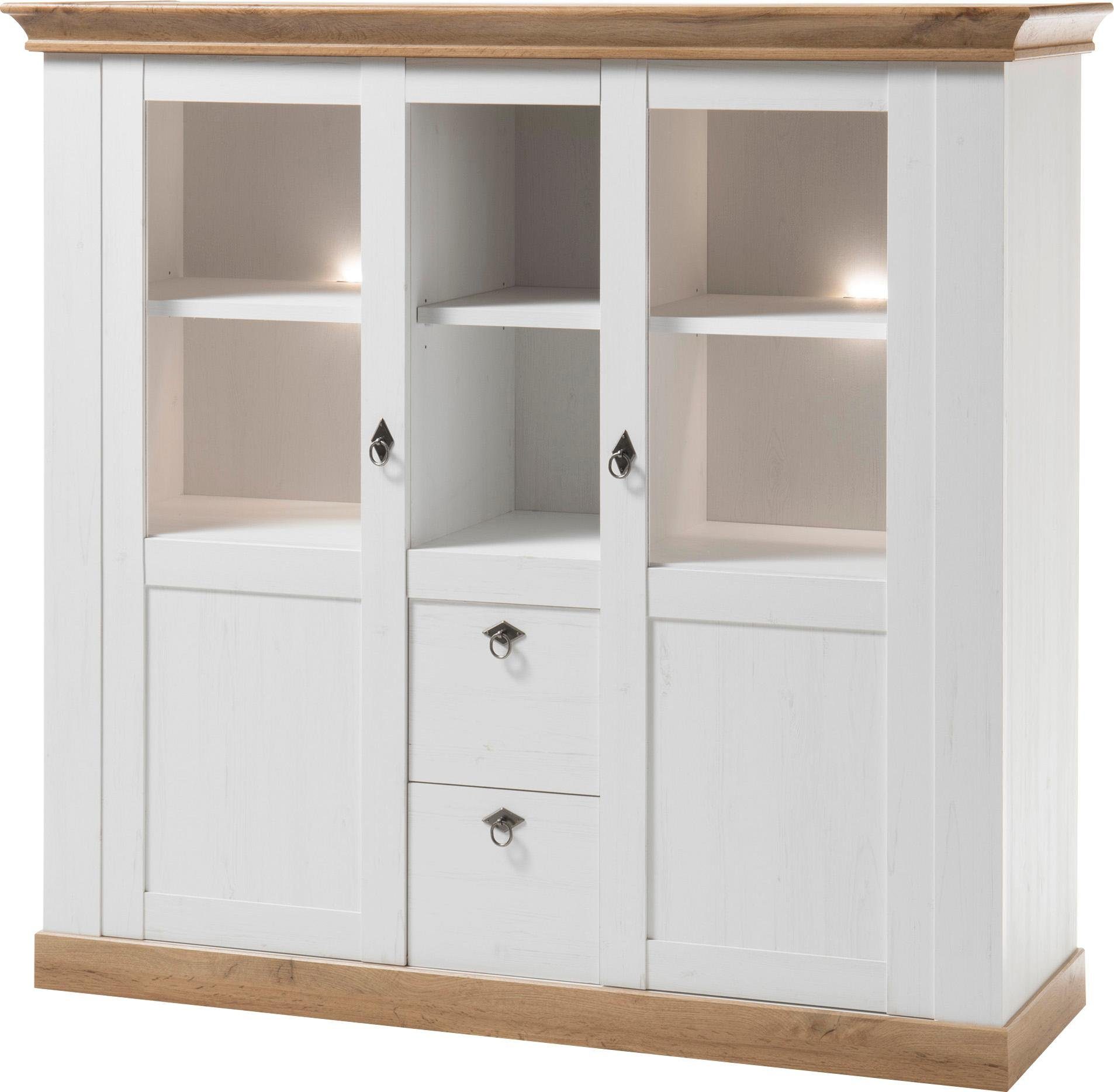 Home affaire Highboard Cremona, moderner Schrank, Hochkommode Stauraumelement im Landhausstil, Metallgriffe, ausreichend Stauraum, vielseitig einsetzbar 148 cm breit