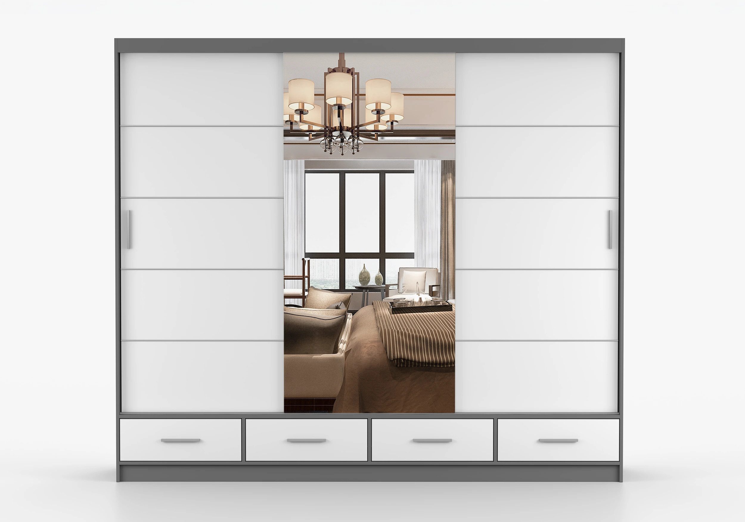 imoebel24 Schwebetürenschrank FLORENCE 250 cm - Weiss günstig online kaufen