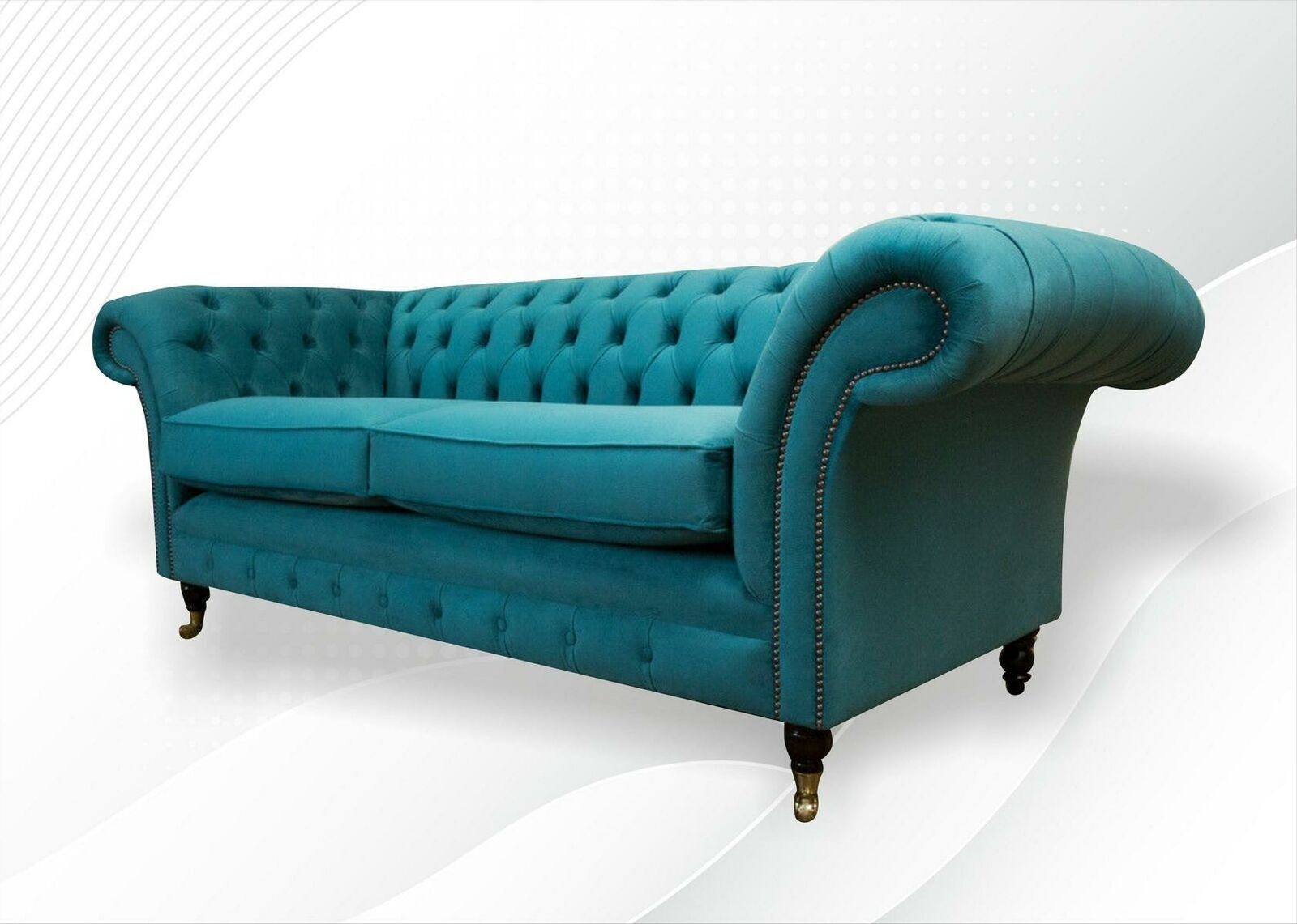 Dreisitzer 3-Sitzer Moderne Türkis Neu, Chesterfield luxus JVmoebel Chesterfield-Sofa Möbel Made in Europe