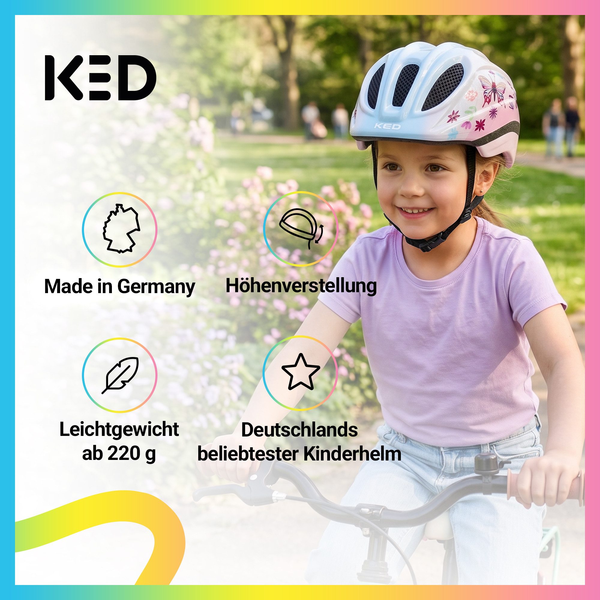 KED Fahrradhelm Meggy II Trend Kinderhelm, LED Rücklicht, MaxShell Technologie Und Präzise Größenverstellung