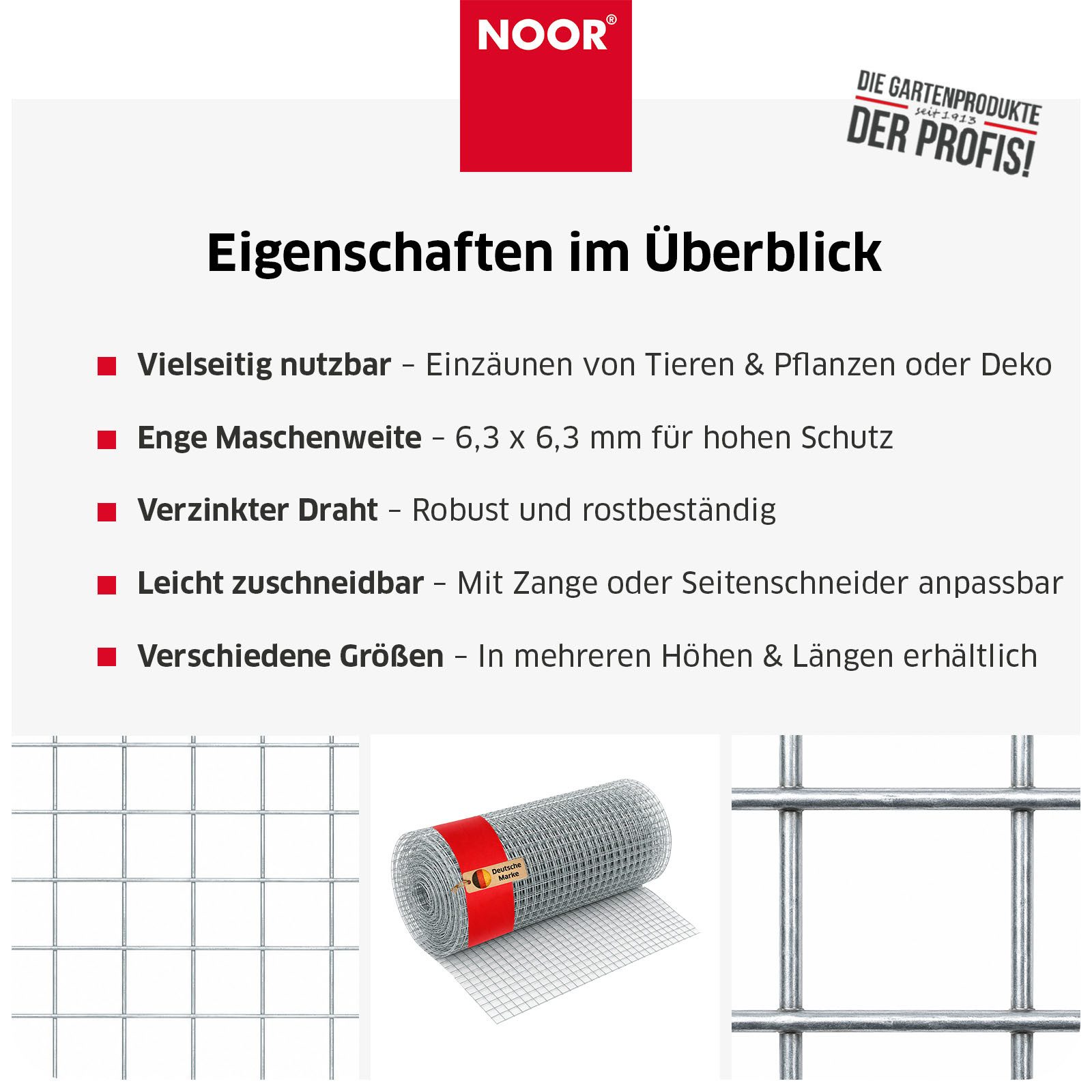NOOR Maschendrahtzaun Drahtgitter - Pflanzenschutz in verschiedenen Größen und Maschenweiten, Engmaschiges und korrosionsbeständiges Drahtgeflecht - wetterfest – Bild 3 von 5