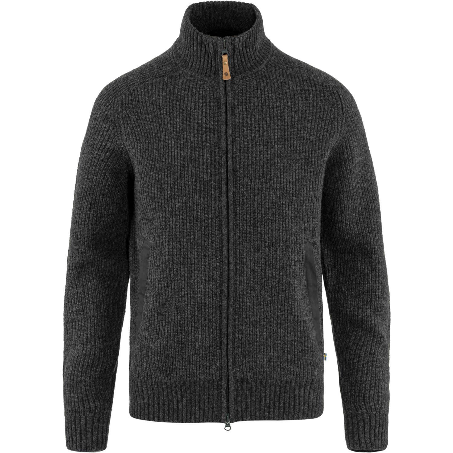 Herren Övik M Grey Fjällräven Cardigan Strickjacke Fjällräven Zip Knit Dark