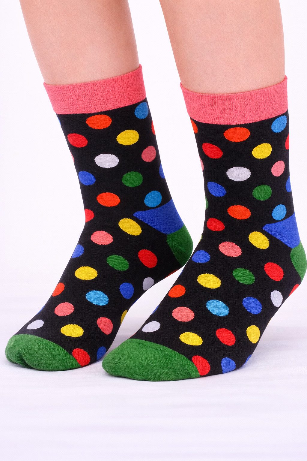 Martinex Socken 1 Paar Strümpfe socks mit Tupfen Muster bunt aus Baumwolle gemustert Punkte, 35 36 37 38 39 40 41 42 43 44 45