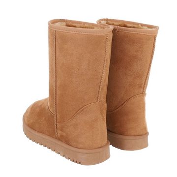 Ital-Design Damen Snowboots Freizeit Snowboots Flach Flache Stiefeletten in Camel