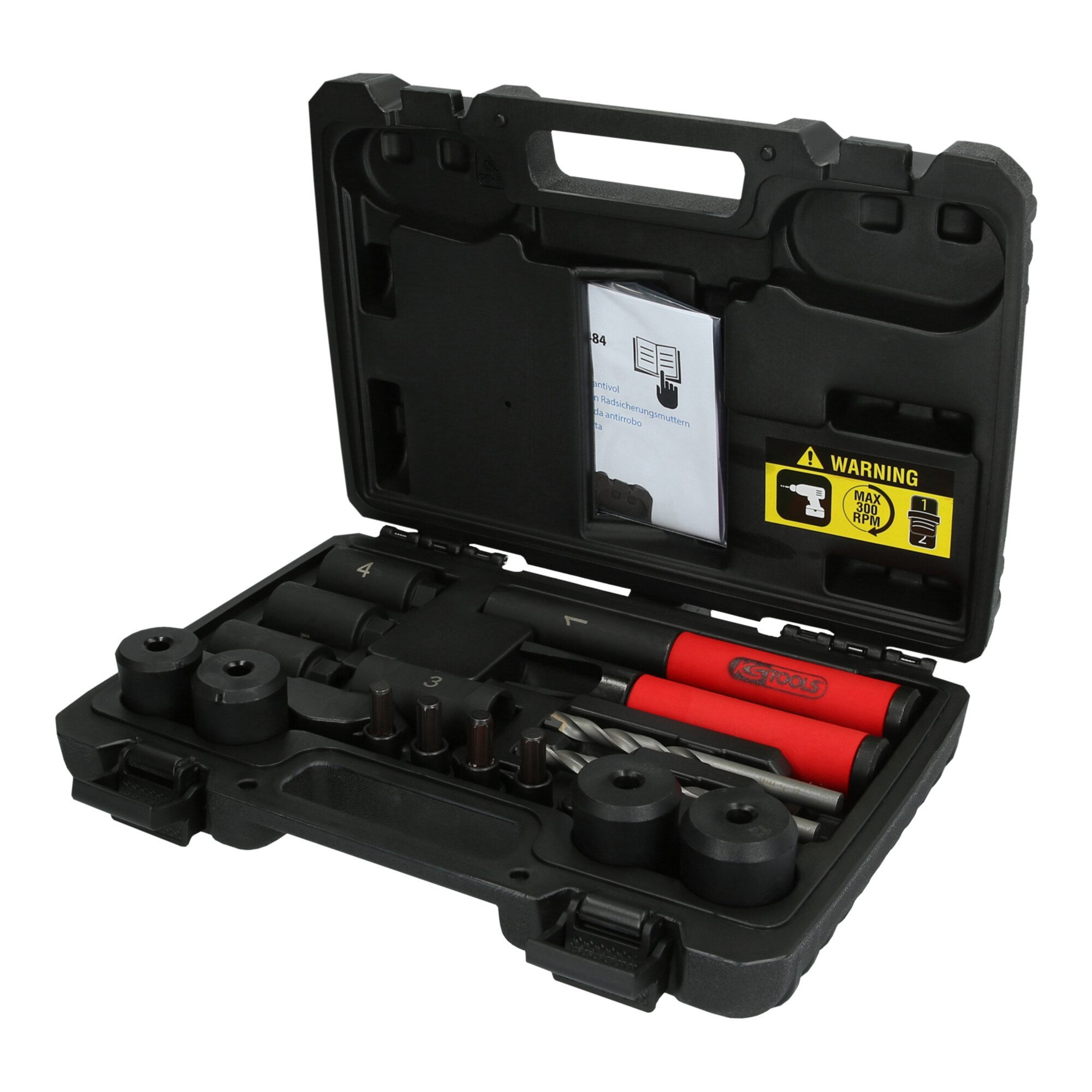 KS Tools Wagenheber KS Tools Felgenschloss-Ausbohr-Satz, 16-tlg