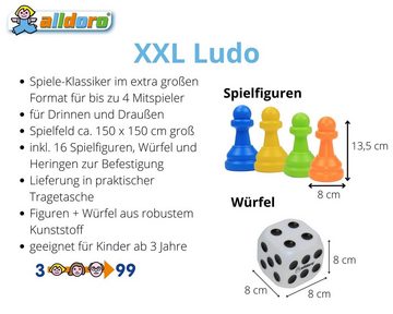 alldoro Spiel, XXL Ludo 60060, für drinnen und draußen, Spielfeld 1,50 x 1,50 m