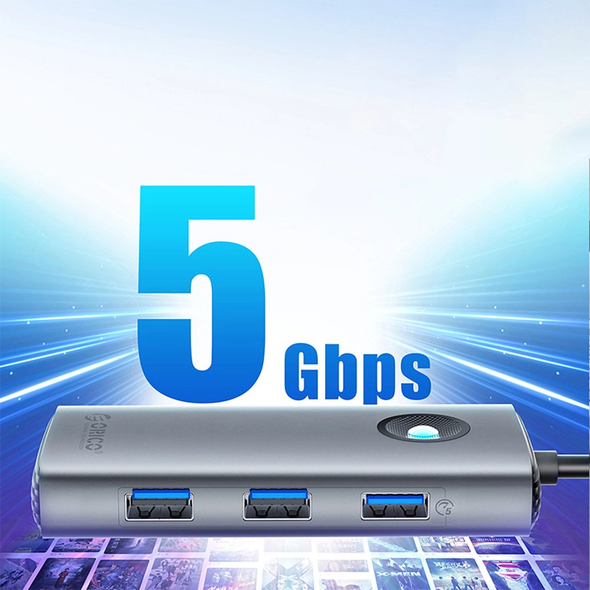 ORICO Laptop-Dockingstation PW11-5P, (Einzelgerät, Einzelgerät), 5-in-1 USB-C Hub, 4K HDMI-Ausgabe, Aluminiumgehäuse