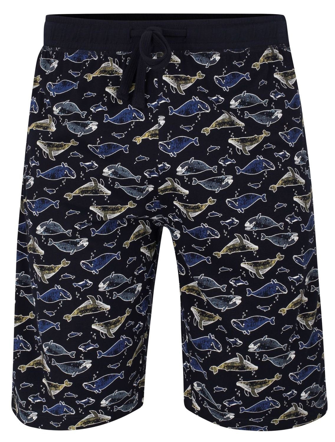 CECEBA Pyjama CECEBA weiche bequeme Herren Bermuda Homewear marine Wal Taschen