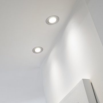 LEDANDO LED Einbaustrahler 10er RGB LED Einbaustrahler Set extra flach in aluminium natur mit 3W