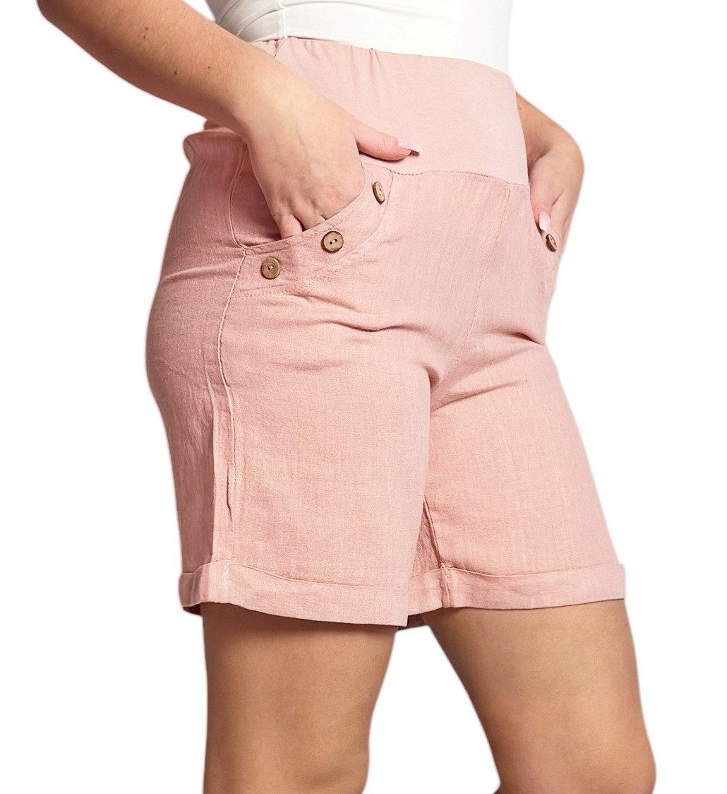 Mississhop Leinenhose 100 % Leinen Damen Shorts Leinenshorts Bermuda kurze Hose 280